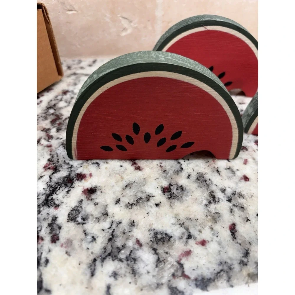 Vintage Home Interior Watermelon Slices Wooden Shelf Sitter/Wall Hanging NEW
